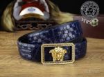 AAA Replica Versace Belt With Yellow Gold Diamond Medusa Buckle